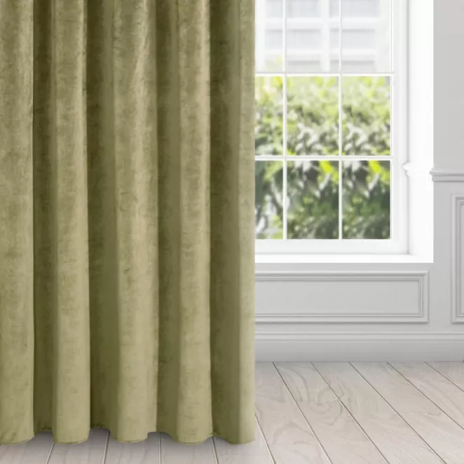 Zasłona oliwkowa z ekskluzywnego aksamitnego welwetu 290 g/m2 140x250 cm 10 szt. przelotek - VILLA