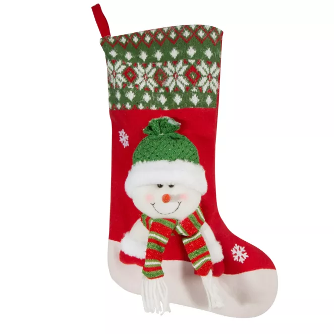 Skarpeta świąteczna SNOW z trójwymiarową aplikacją z bałwankiem