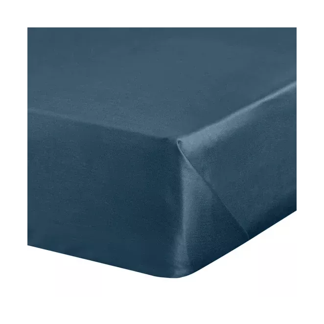 Prześcieradło bez gumki 180x210 cm z satyny bawełnianej kolor ciemnoniebieski 125 g/m2 DINA Diva Line