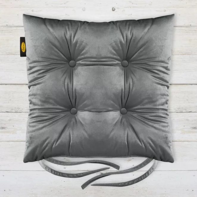 Dwustronna welwetowa poduszka siedziskowa na krzesło z czterema pikowaniami, gramatura 260 g/m2