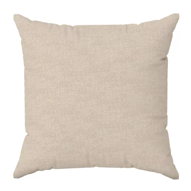 Poszewka szyta beżowa z tkaniny zaciemniającej typu dimout o naturalnym splocie, z efektem melanżu