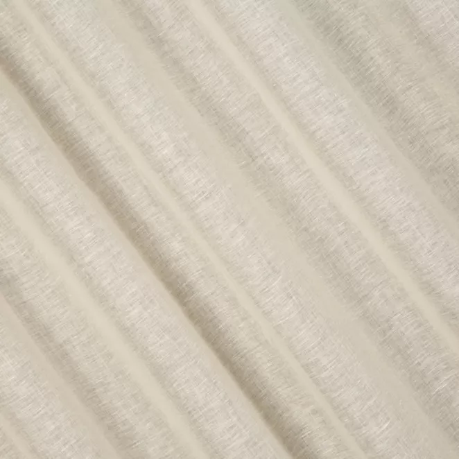 H10/3 Firana szyta na taśmie 5 cm beżowa wykonana z naturalnej lnianej tkaniny, matowa, wykończona obciążnikiem