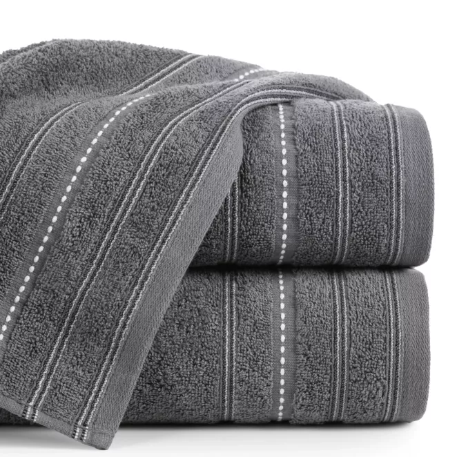 Ręcznik do rąk 30x50 cm bawełniany kolor stalowy w pasy 500 g/m2 VENTO