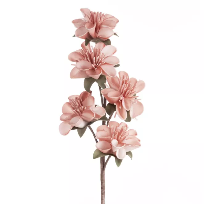 Kwiat sztuczny różowo, zielony z plastycznej pianki foamiran 62 cm