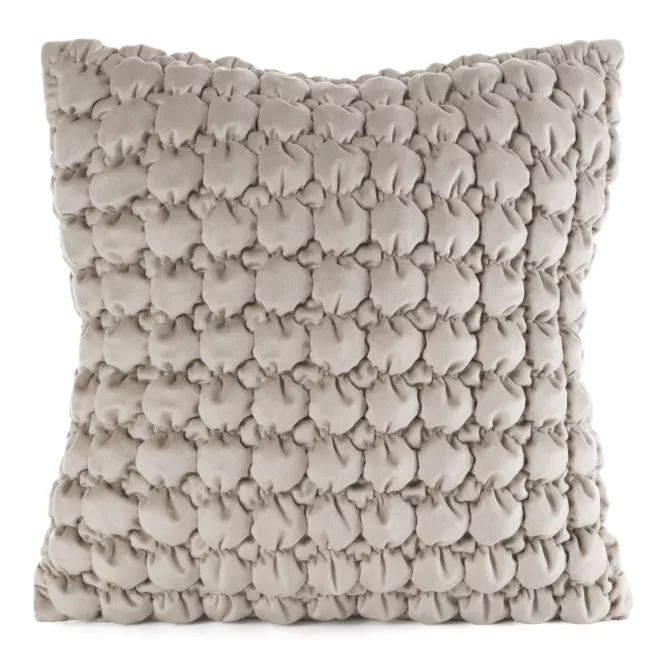 Poszewka na poduszkę 45x45 cm welwetowa kolor beżowy zdobiona wzorem 3D VELVET 193 Eurofirany Premium