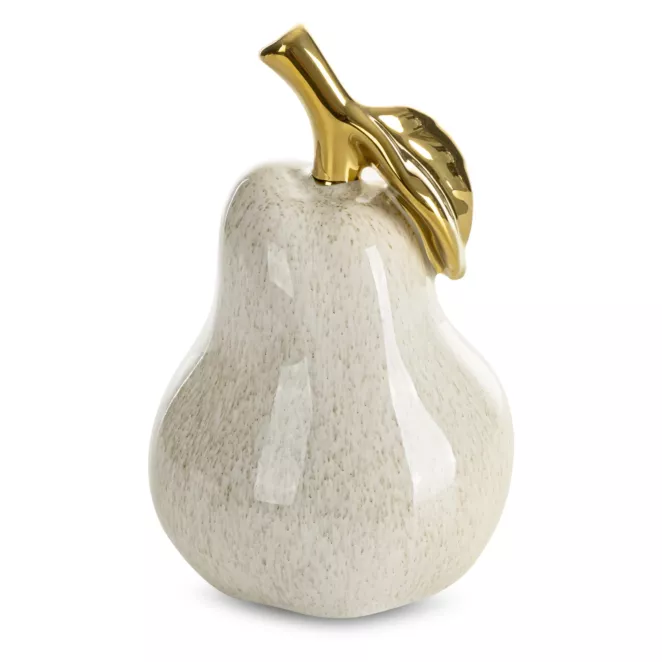 Figurka ceramiczna kremowo-złota gruszka 11x11x16 cm  DARLA