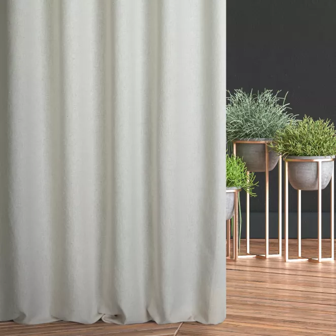 Zasłona szyta na taśmie 5 cm kremowa z tkaniny bukla z efektem melanżu