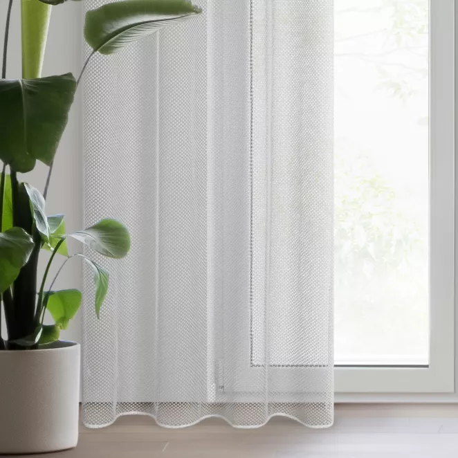 Firana biała z siateczkowej tkaniny 140x250 cm przelotka -  ABI