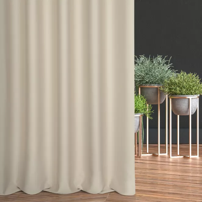 Zasłona szyta na taśmie 5 cm kremowa z gładkiej tkaniny typu dimout