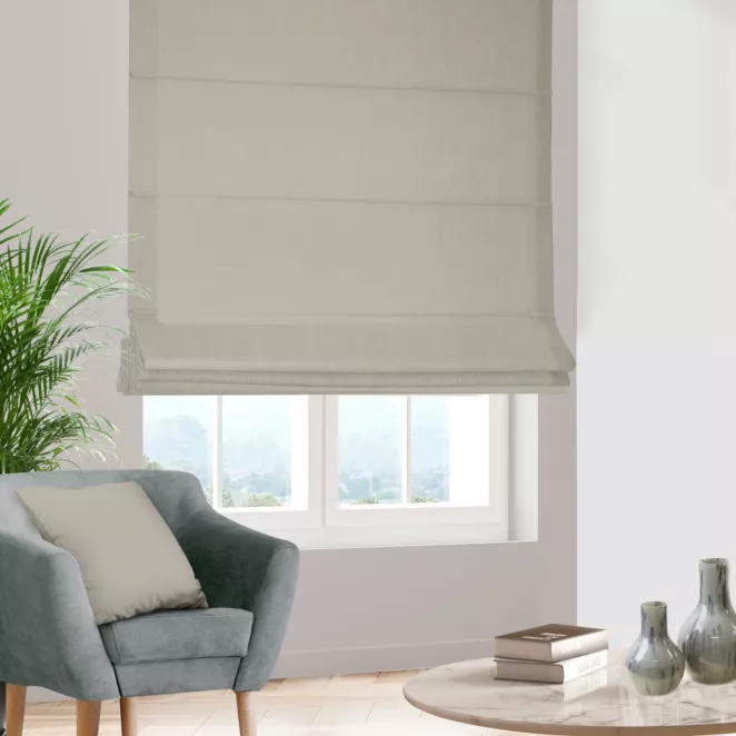 Roleta rzymska kremowa z miękkiej tkaniny z efektem melanżu