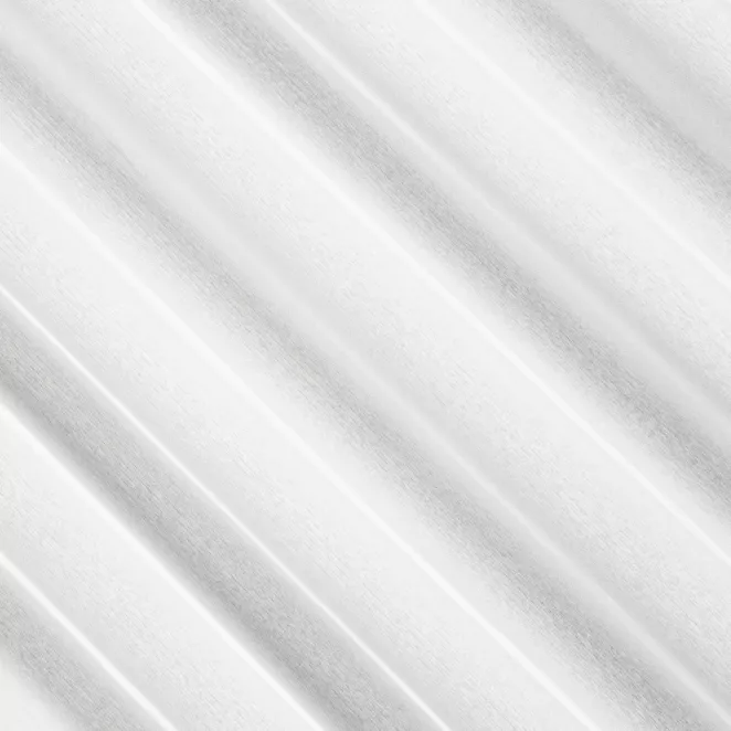 L182/4 Firana szyta na taśmie 5 cm biała z delikatnej tkaniny z lekkim połyskiem o niestandardowej wysokości, wykończona obciążnikiem