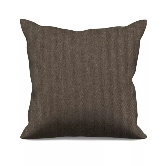 Poszewka szyta brązowa miękka, szenilowa tkanina o wyraźnym splocie i delikatnym połysku