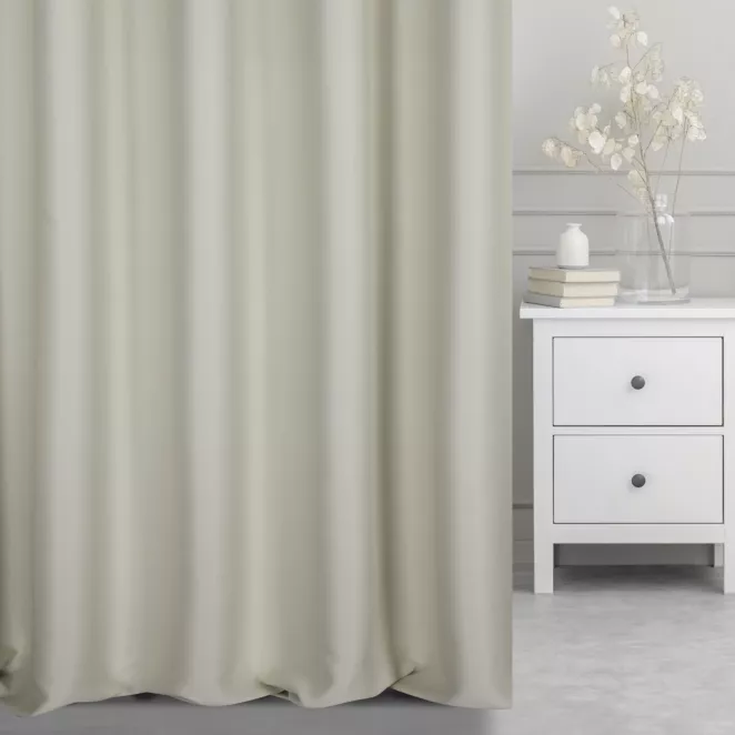 Zasłona szyta na taśmie 5 cm beżowa z gładkiej tkaniny typu blackout