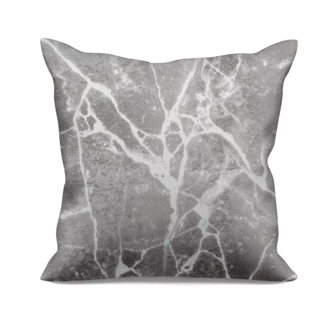 Poszewka szyta popielata z gładkiej tkaniny żakardowej z efektem marmuru