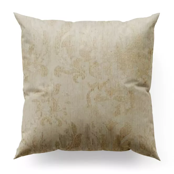 Poszewka szyta kremowo złota z miękkiej tkaniny w ornamentowy wzór