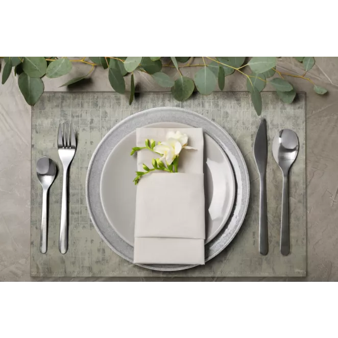 Komplet serwet 4 szt 30x40 cm srebrne żakardowe ALINA z subtelnym delikatnym wzorem przecierki