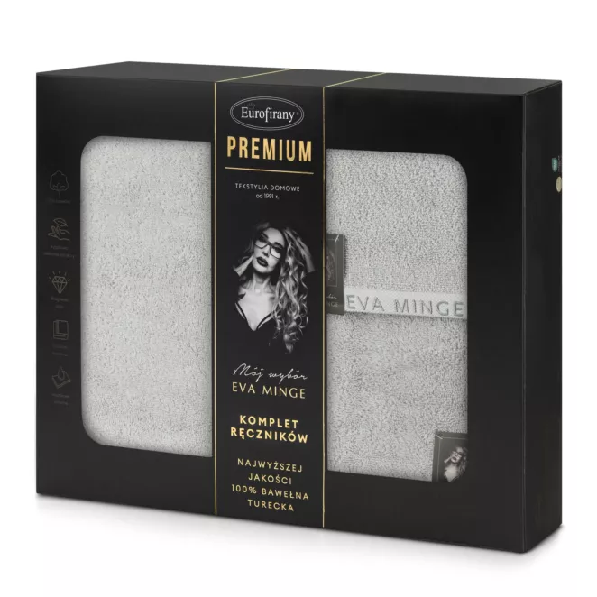 Zestaw ręczników bawełnianych na prezent 3 szt kolor srebrny 550 g/m2 VENUS Eva Minge