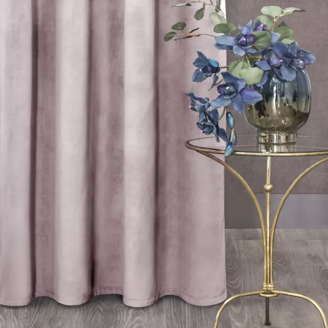Zasłona pudrowo różowa z matowego welwetu 215x250 cm przelotka - MELANIE