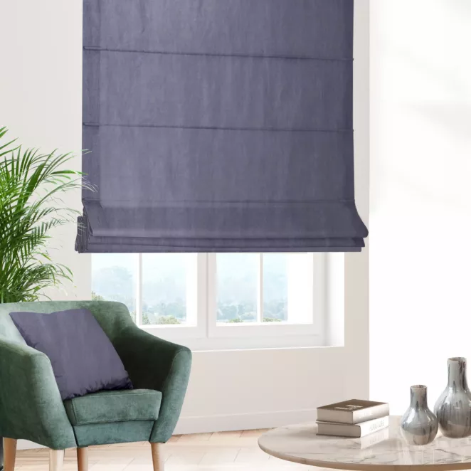 Roleta rzymska SAFARI jasnofioletowa z miękkiej welwetowej tkaniny z połyskiem