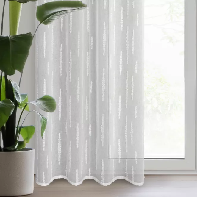 Firana biała zdobiona aplikacją 140x250 cm przelotka ALENI