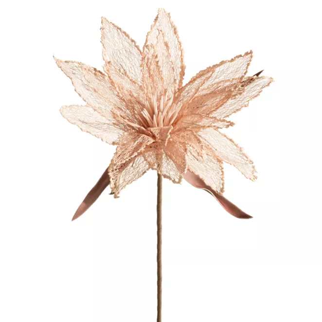 Kwiat sztuczny jasnoróżowy z siateczki 70 cm