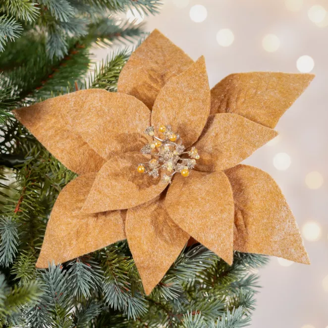 Świąteczny kwiat dekoracyjny z tkaniny o strukturze filcu