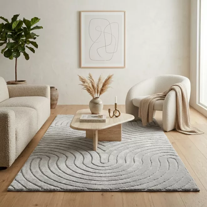 Dywan 60x100 cm stalowy z tłoczonym wzorem 3D VENUS BOHO 1