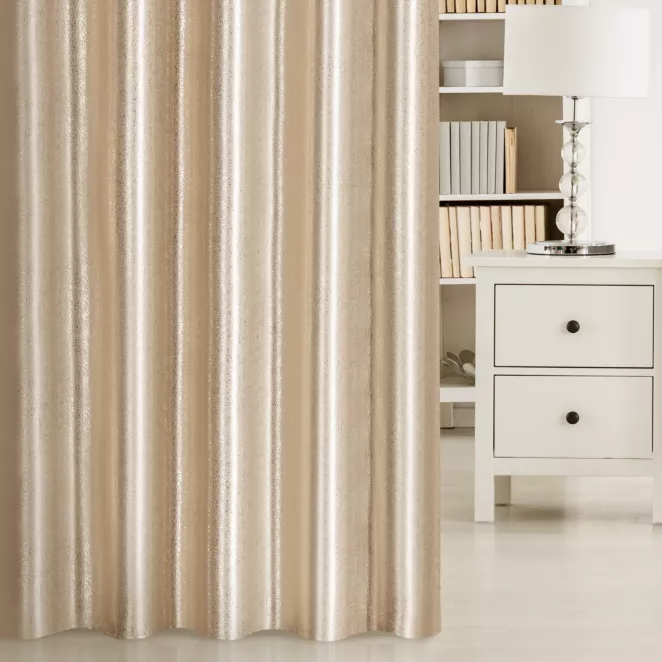 Zasłona EBRU zaciemniająca typu blackout z nakrapianym złotym nadrukiem