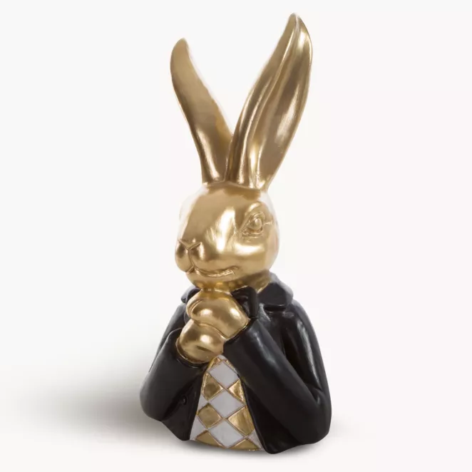 Figurka dekoracyjna ZAJĄCZEK w marynarce kolor czarno, złoty