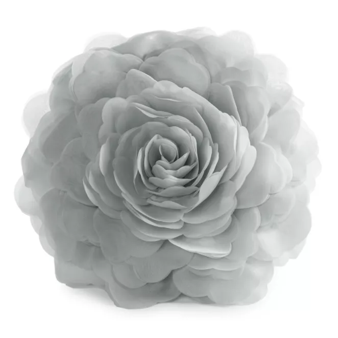 Okrągła poszewka o średnicy 40 cm srebrna z ozdobnym kwiatem 3D FLORES 6
