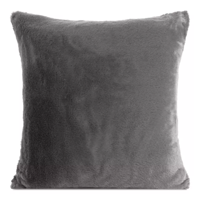 Poszewka na poduszkę 45x45 cm stalowa z miękkiej futrzanej tkaniny NINA