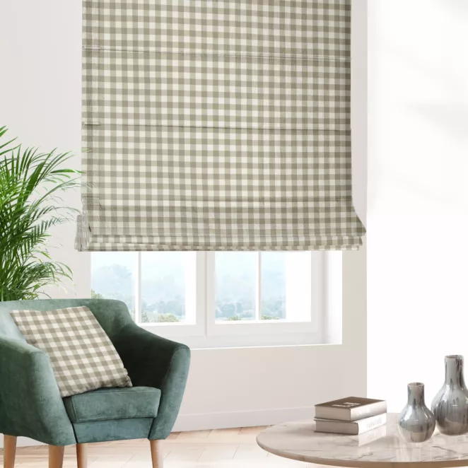Roleta rzymska naturalno beżowa z tkaniny w kratę