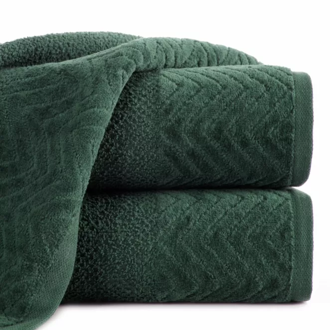 Ręcznik do rąk 30x50 cm bawełniany kolor zielony o ryżowej strukturze z welwetową bordiurą 500 g/m2 LOREN