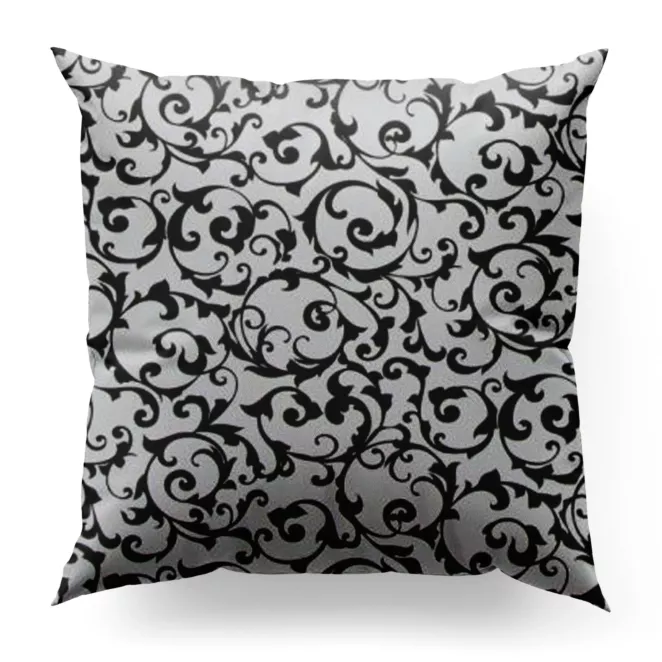 Poszewka szyta biało czarna z miękkiej tkaniny z nadrukiem w fantazyjny wzór