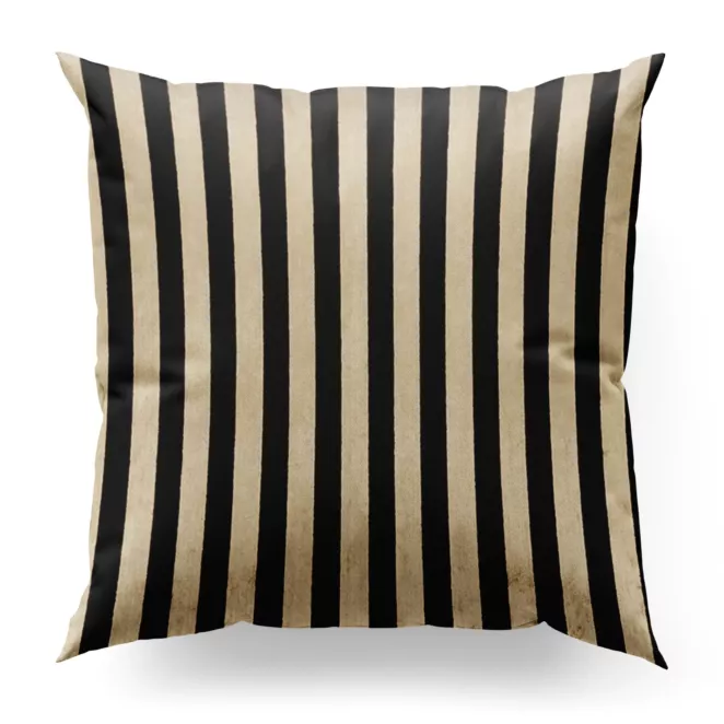 Poszewka szyta czarno złota z welwetowej tkaniny obiciowej w pasy, w stylu glamour Italissima Eva Minge