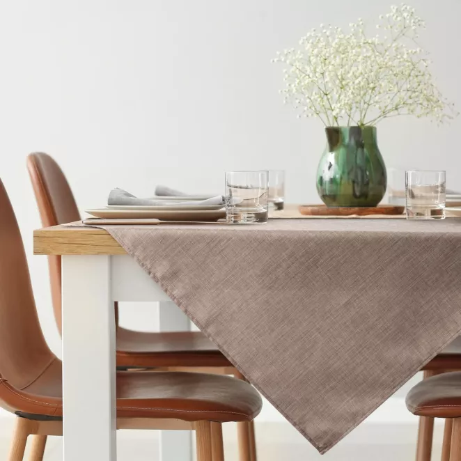 Obrus na stół 85x85 cm beżowy wodoodporny - KATE
