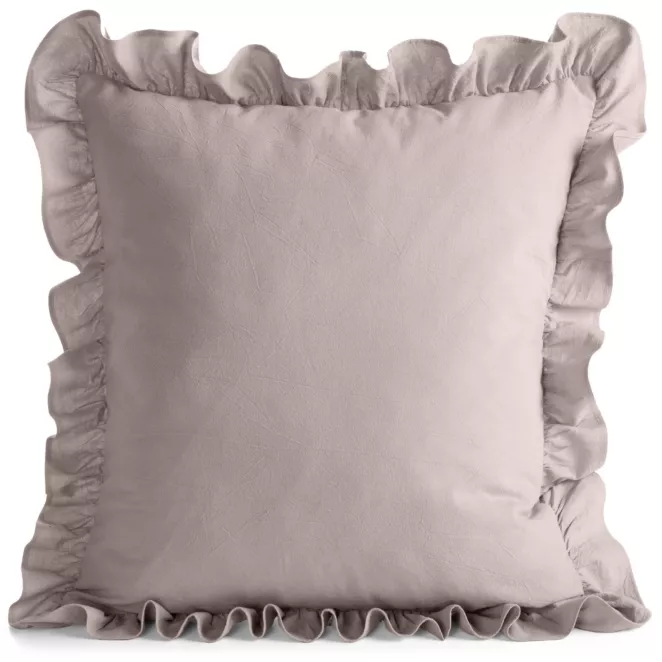 Poszewka na poduszkę 45x45 cm bawełniana z ozdobną falbanką pudrowa