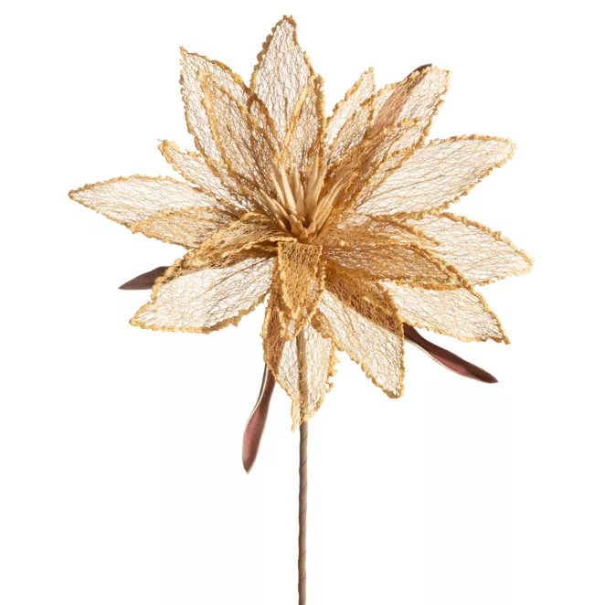 Kwiat sztuczny beżowy z siateczki 70 cm