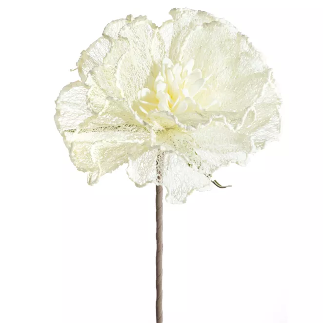 Kwiat sztuczny kremowy z siateczki 85 cm