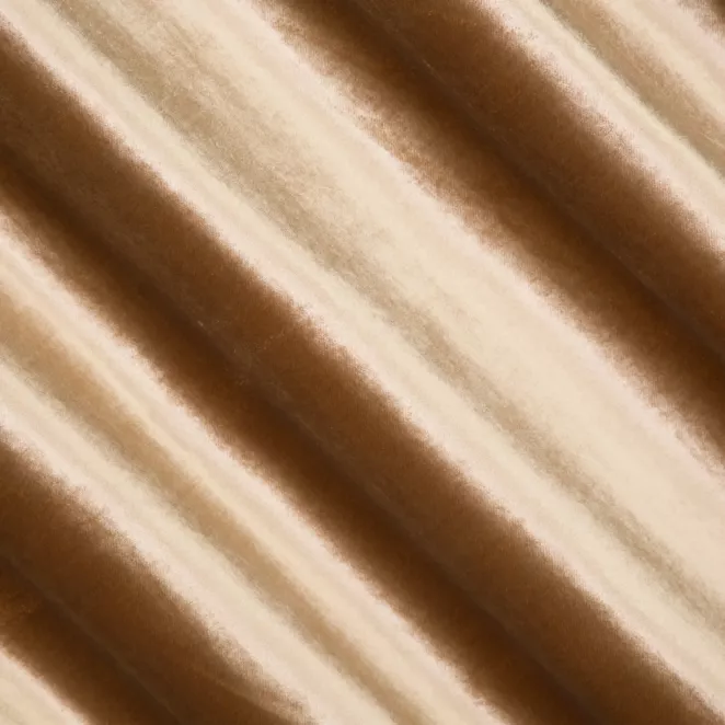 M147/35 Zasłona szyta na taśmie 5 cm ciemnobeżowa z miękkiej welwetowej tkaniny z połyskiem