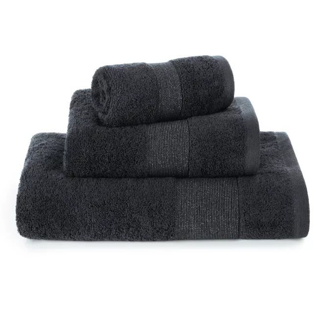 Ręcznik kąpielowy 50x90 cm bawełniany kolor czarny z ozdobną błyszczącą bordiurą 500 g/m2 ZOJA