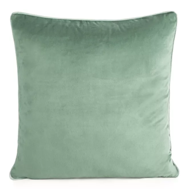 Poszewka na poduszkę 60x60 cm welwetowa kolor ciemnomiętowy o delikatnym połysku z ozdobną lamówką GAJA 2