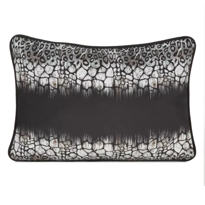 Poduszka 30x45 cm welwetowa czarno, biała z designerskim nadrukiem i wypustką na brzegach  EVA 17 C EVA MINGE