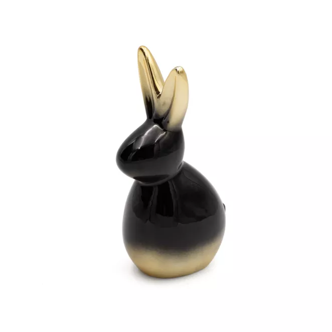 Figurka dekoracyjna ZAJĄCZEK w złoto-czarnej kolorystyce