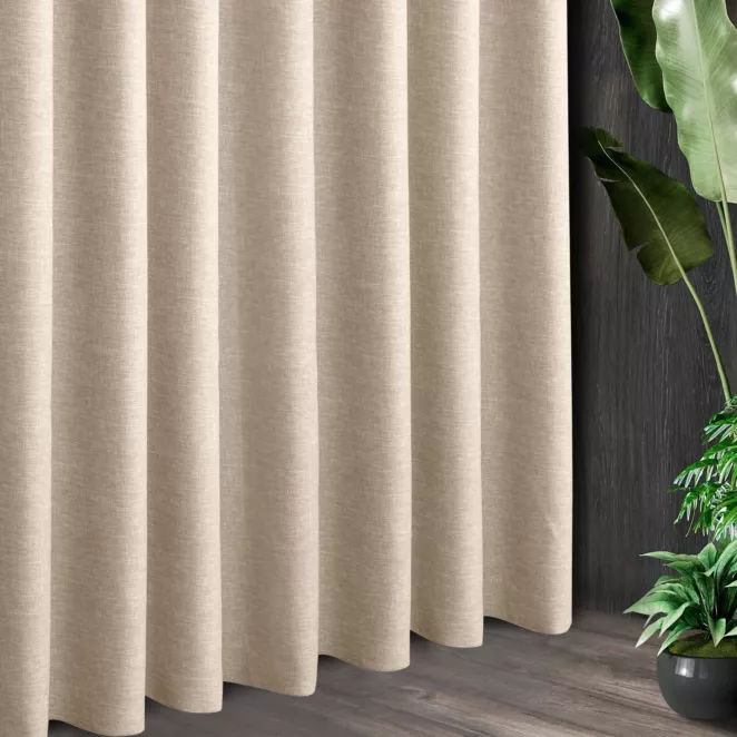 Tkanina zasłonowa zaciemniająca typu blackout, z ozdobnym splotem, z efektem melanżu