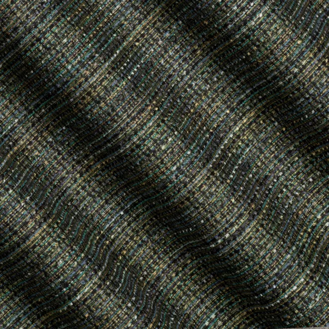 R188/8 Zasłona szyta na taśmie 5 cm czarno turkusowa z tkaniny o grubym, naturalnym splocie z połyskiem