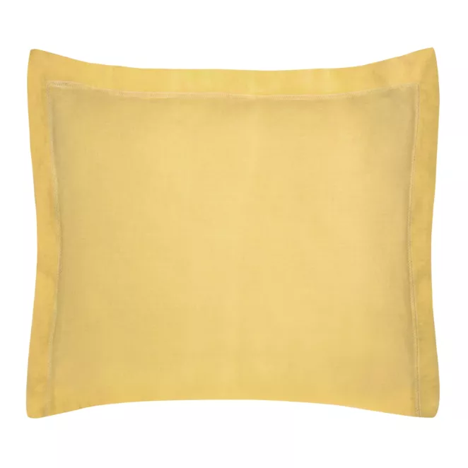 Poszewka na poduszkę 70x80 cm bawełniana musztardowa z satynowym połyskiem i ozdobną kantą NOVA COLOUR