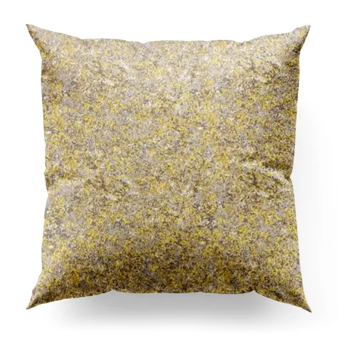 Poszewka szyta DORIANA srebrno musztardowa z tkaniny o dwukolorowym nieregularnym wzorze
