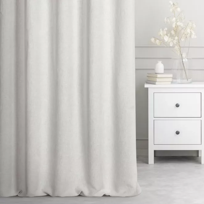 Zasłona szyta na flexach naturalna z miękkiej matowej tkaniny szenilowej o naturalnym splocie