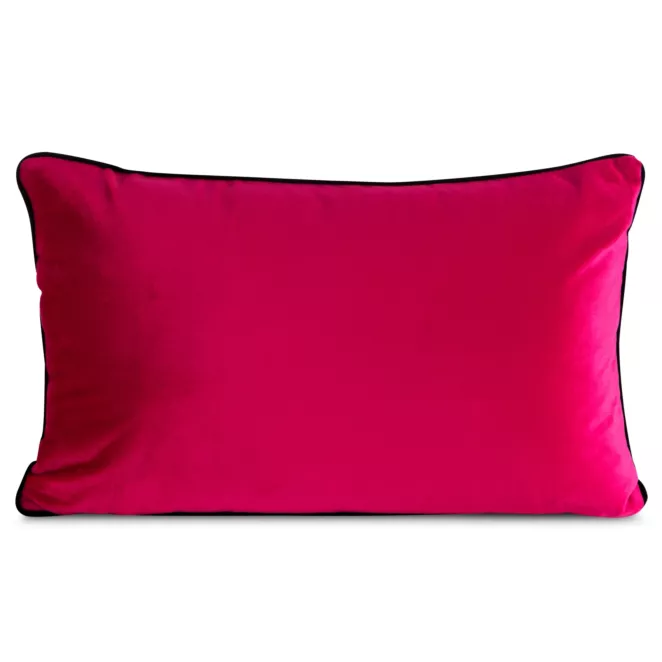 Poduszka 30 x 50 cm welwetowa amarantowa z kontrastującą lamówką GAJA 3